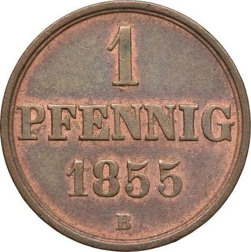 Реверс монеты - 1 пфенниг 1855 года B - цена  монеты - Ганновер, Георг V