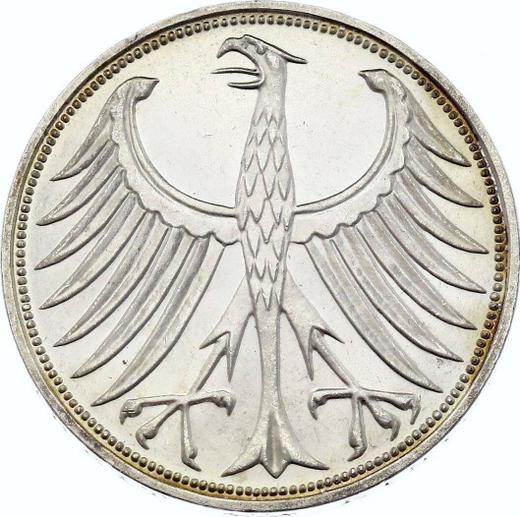 Rewers monety - 5 marek 1973 F - cena srebrnej monety - Niemcy, RFN