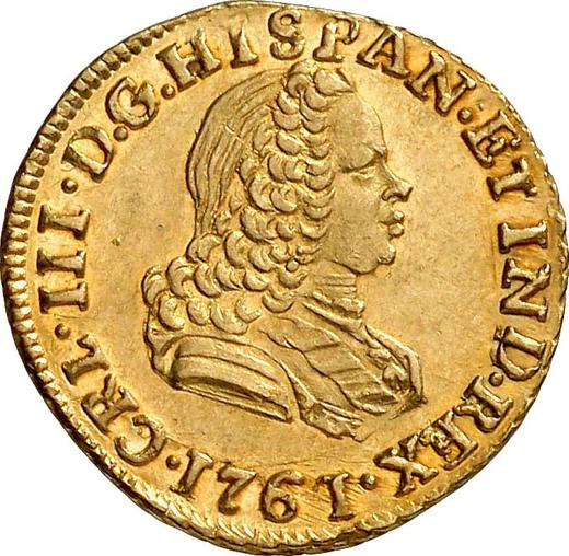 Awers monety - 1 escudo 1761 So J - cena złotej monety - Chile, Karol III