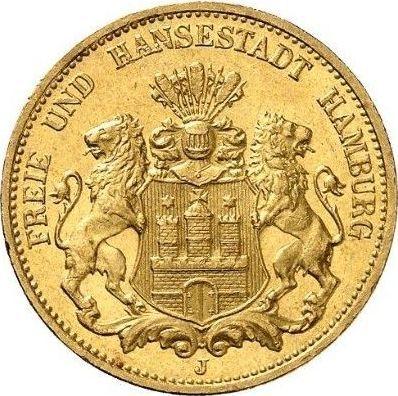 Anverso 20 marcos 1899 J "Hamburg" - valor de la moneda de oro - Alemania, Imperio alemán