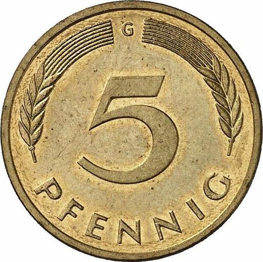 Аверс монеты - 5 пфеннигов 1992 года G - цена  монеты - Германия, ФРГ