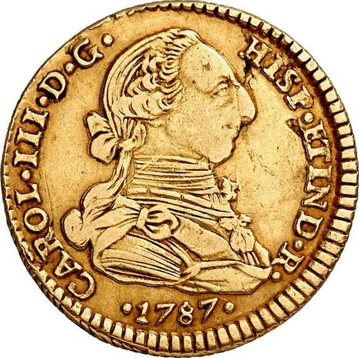 Аверс монеты - 2 эскудо 1787 года PTS PR - цена золотой монеты - Боливия, Карл III