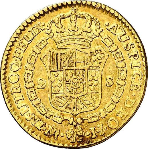 Реверс монеты - 2 эскудо 1782 года NR JJ - цена золотой монеты - Колумбия, Карл III