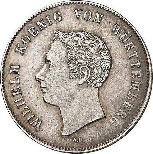 Anverso 1 florín 1838 A.D. "Tipo 1837-1838" - valor de la moneda de plata - Wurtemberg, Guillermo I