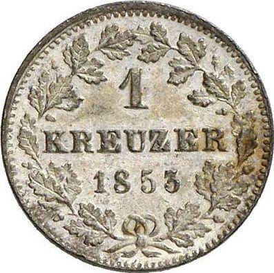 Реверс монеты - 1 крейцер 1853 года - цена серебряной монеты - Вюртемберг, Вильгельм I