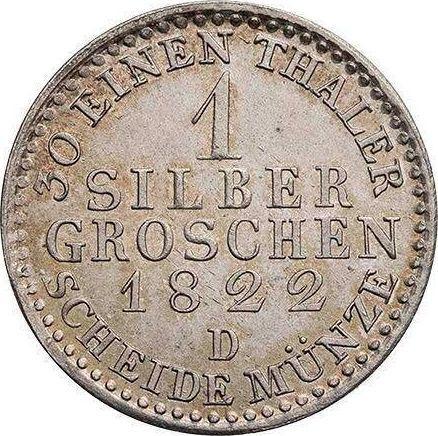 Reverso 1 Silber Groschen 1822 D - valor de la moneda de plata - Prusia, Federico Guillermo III