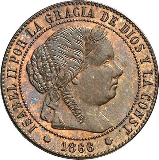 Аверс монеты - 1/2 сентимо эскудо 1866 года Восьмиконечные звёзды Без OM - цена  монеты - Испания, Изабелла II