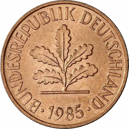 Реверс монеты - 2 пфеннига 1985 года D - цена  монеты - Германия, ФРГ