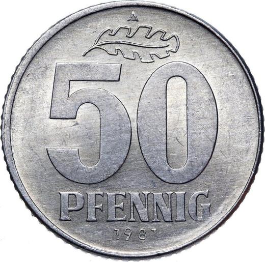 Anverso 50 Pfennige 1981 A - valor de la moneda  - Alemania, República Democrática Alemana (RDA)