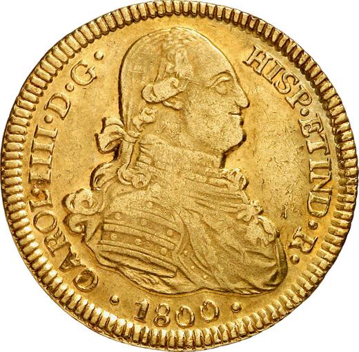 Аверс монеты - 4 эскудо 1800 года So AJ - цена золотой монеты - Чили, Карл IV