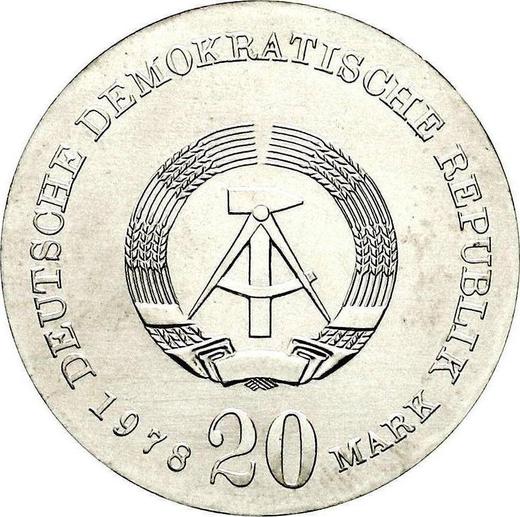 Reverso 20 marcos 1978 "Herder" - valor de la moneda de plata - Alemania, República Democrática Alemana (RDA)