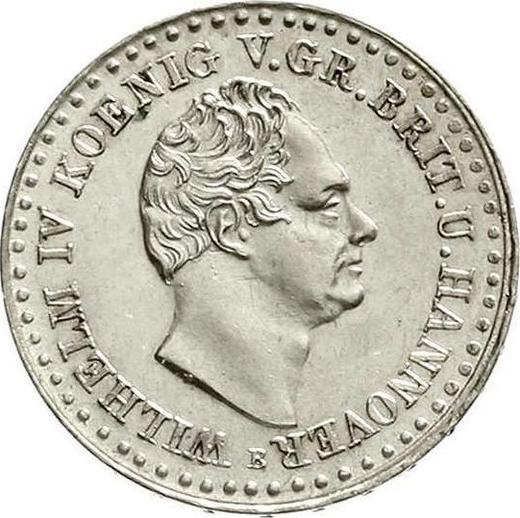 Аверс монеты - 1/12 талера 1835 года B - цена серебряной монеты - Ганновер, Вильгельм IV