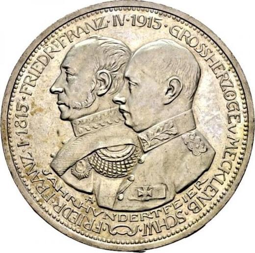Аверс монеты - 5 марок 1915 года A "Мекленбург-Шверин" Столетие - цена серебряной монеты - Германия, Германская Империя