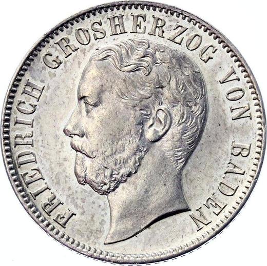 Аверс монеты - 1/2 гульдена 1867 года "Тип 1867-1869" - цена серебряной монеты - Баден, Фридрих I