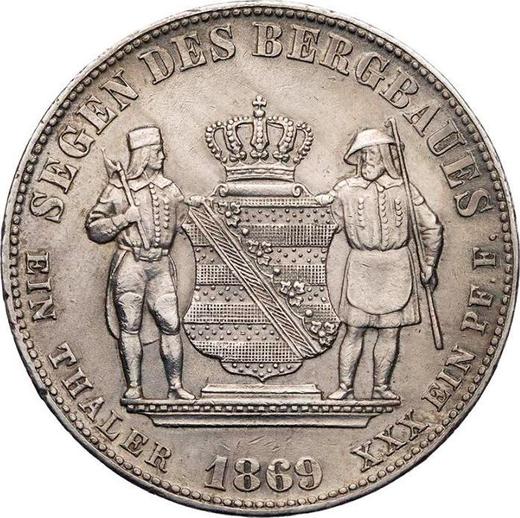 Реверс монеты - Талер 1869 года B "Горный" - цена серебряной монеты - Саксония, Иоганн