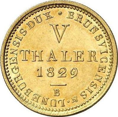 Reverso 5 táleros 1829 B - valor de la moneda de oro - Hannover, Jorge IV