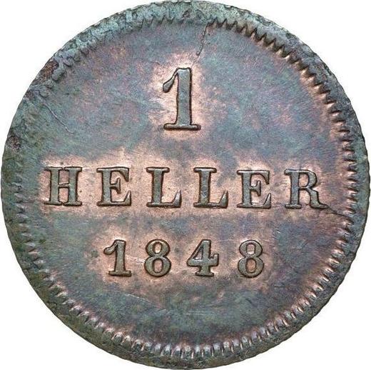 Rewers monety - 1 halerz 1848 - cena  monety - Bawaria, Ludwik I