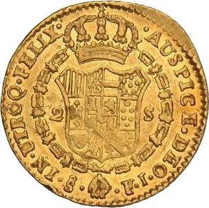 Rewers monety - 2 escudo 1806 So FJ - cena złotej monety - Chile, Karol IV