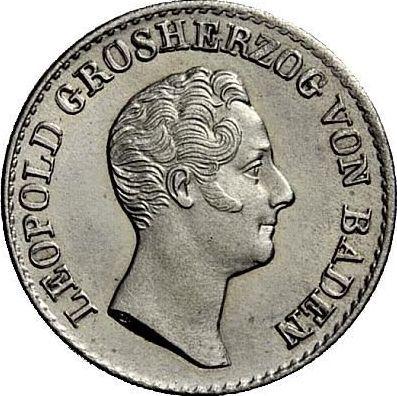 Аверс монеты - 6 крейцеров 1833 года D - цена серебряной монеты - Баден, Леопольд