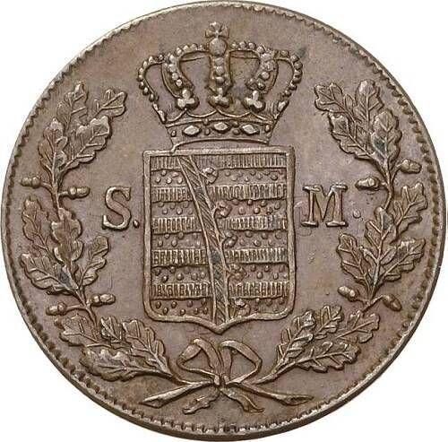 Аверс монеты - 2 пфеннига 1842 года - цена  монеты - Саксен-Мейнинген, Бернгард II