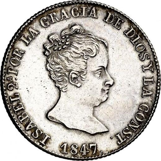 Obverse 4 Reales 1847 B PS - Silver Coin Value - Spain, Isabella II