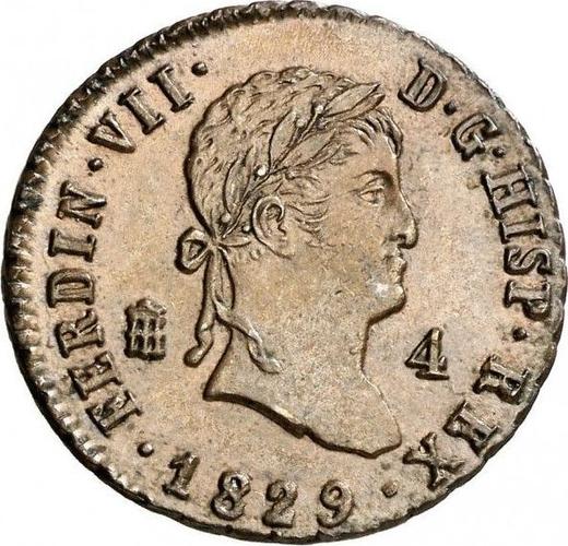 Аверс монеты - 4 мараведи 1829 года - цена  монеты - Испания, Фердинанд VII