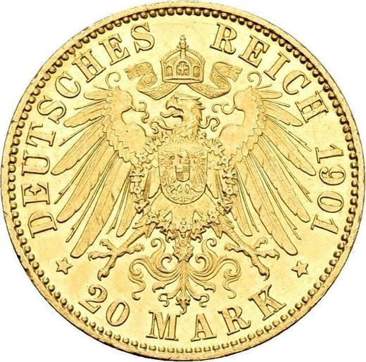 Reverso 20 marcos 1901 A "Prusia" - valor de la moneda de oro - Alemania, Imperio alemán