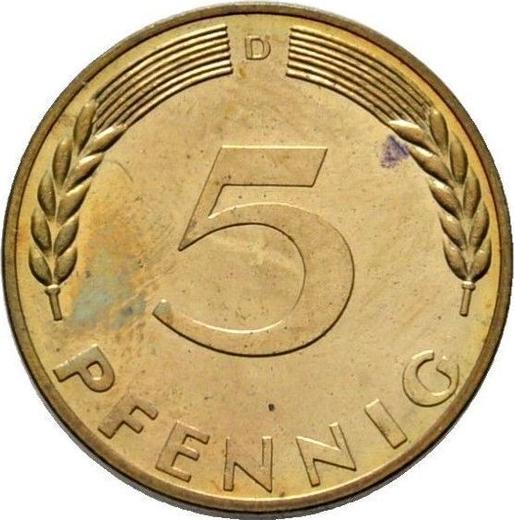 Аверс монеты - 5 пфеннигов 1968 года D - цена  монеты - Германия, ФРГ