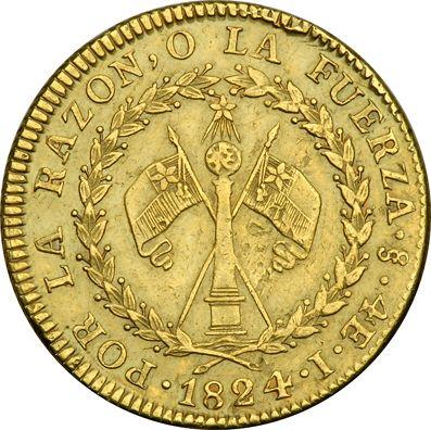 Reverso 4 escudos 1824 So FD - valor de la moneda de oro - Chile, República