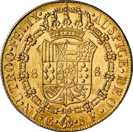 Реверс монеты - 8 эскудо 1813 года C SF - цена золотой монеты - Испания, Фердинанд VII