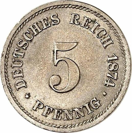 Anverso 5 Pfennige 1874 B "Tipo 1874-1889" - valor de la moneda  - Alemania, Imperio alemán