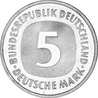 Аверс монеты - 5 марок 1980 года J - цена  монеты - Германия, ФРГ