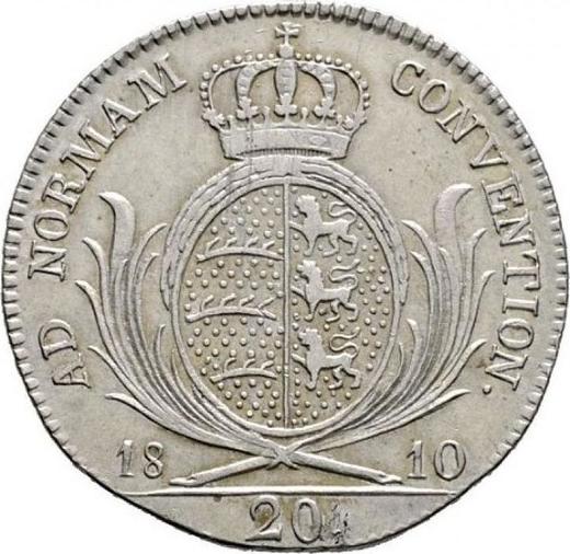 Rewers monety - 20 krajcarow 1810 I.L.W. "Typ 1807-1810" - cena srebrnej monety - Wirtembergia, Fryderyk I