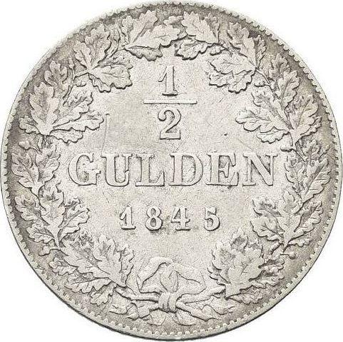 Rewers monety - 1/2 guldena 1845 - cena srebrnej monety - Hesja-Darmstadt, Ludwik II