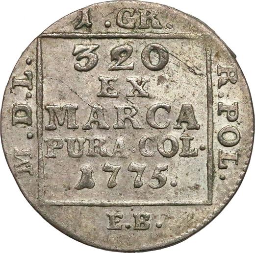 Reverso Grosz de plata (1 grosz) (Srebrnik) 1775 AP - valor de la moneda de plata - Polonia, Estanislao II Poniatowski