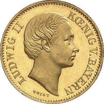 Аверс монеты - 1/2 кроны 1866 года - цена золотой монеты - Бавария, Людвиг II