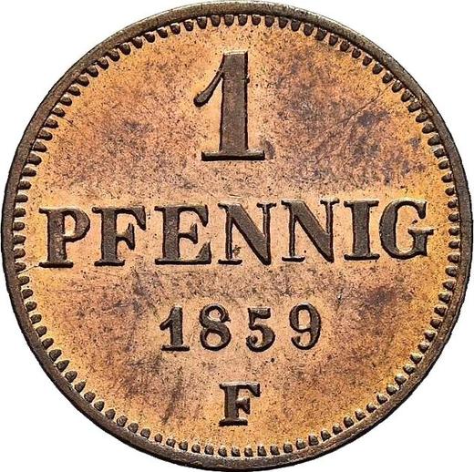 Реверс монеты - 1 пфенниг 1859 года F - цена  монеты - Саксония-Альбертина, Иоганн