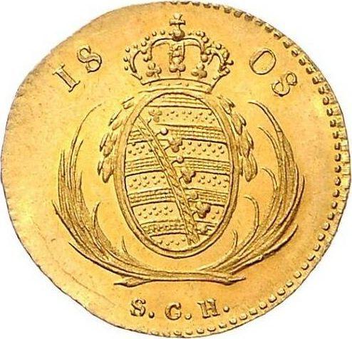 Reverso Ducado 1808 S.G.H. - valor de la moneda de oro - Sajonia, Federico Augusto I