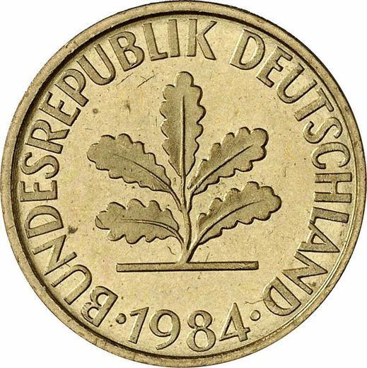 Реверс монеты - 10 пфеннигов 1984 года F - цена  монеты - Германия, ФРГ