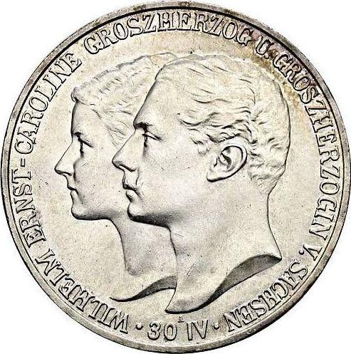 Awers monety - 5 marek 1903 A "Saksonia-Weimar-Eisenach" Ślub - cena srebrnej monety - Niemcy, Cesarstwo Niemieckie