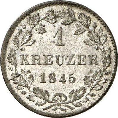 Reverso 1 Kreuzer 1845 - valor de la moneda de plata - Wurtemberg, Guillermo I de Wurtemberg 