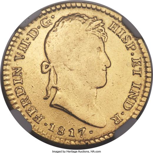 Аверс монеты - 2 эскудо 1817 года Mo JJ - цена золотой монеты - Мексика, Фердинанд VII