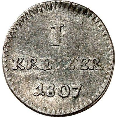 Реверс монеты - 1 крейцер 1807 года H.D. L.M. "Тип 1806-1809" - цена серебряной монеты - Гессен-Дармштадт, Людвиг I
