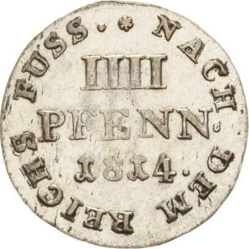 Реверс монеты - 4 пфеннига 1814 года C - цена серебряной монеты - Ганновер, Георг III