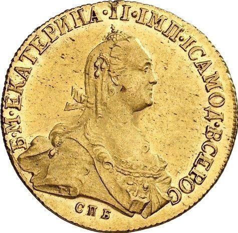 Аверс монеты - 10 рублей 1776 года СПБ "Петербургский тип, без шарфа" - цена золотой монеты - Россия, Екатерина II