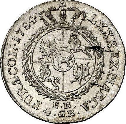 Rewers monety - Złotówka (4 groszy) 1784 EB - cena srebrnej monety - Polska, Stanisław II August