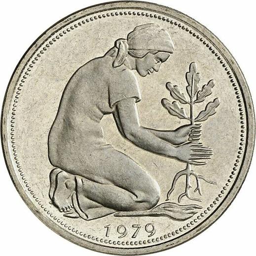 Реверс монеты - 50 пфеннигов 1979 года J - цена  монеты - Германия, ФРГ