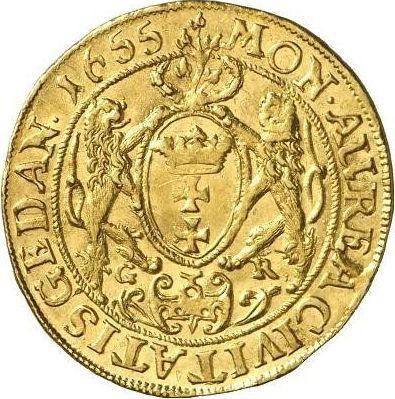Реверс монеты - Дукат 1655 года GR "Гданьск" - цена золотой монеты - Польша, Ян II Казимир