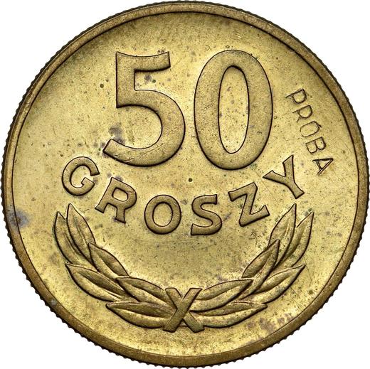 Реверс монеты - Пробные 50 грошей 1949 года Латунь - цена  монеты - Польша, Народная Республика