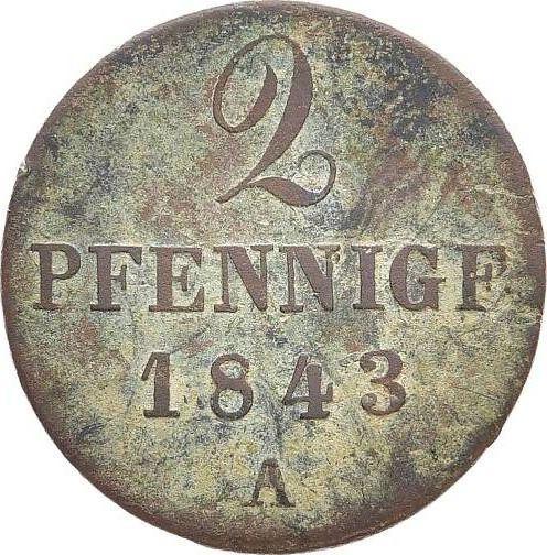 Reverse 2 Pfennig 1843 A -  Coin Value - Hanover, Ernest Augustus
